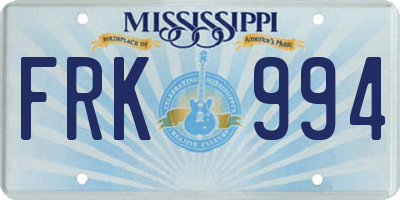 MS license plate FRK994