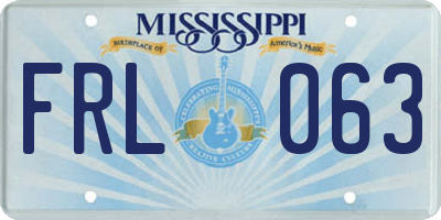 MS license plate FRL063