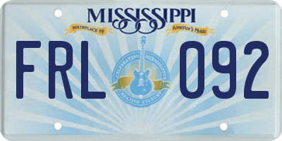 MS license plate FRL092