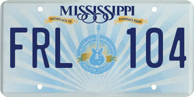 MS license plate FRL104