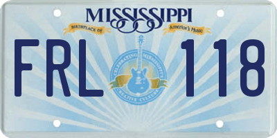 MS license plate FRL118
