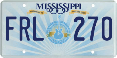 MS license plate FRL270