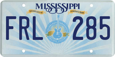 MS license plate FRL285