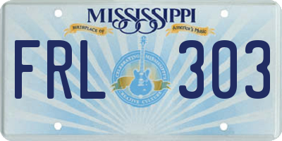 MS license plate FRL303
