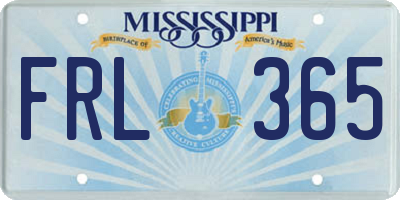 MS license plate FRL365
