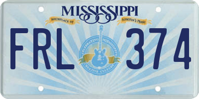 MS license plate FRL374