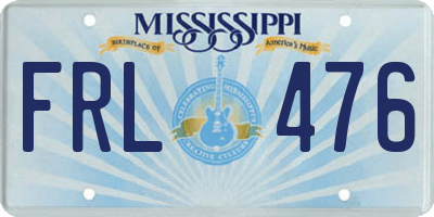 MS license plate FRL476