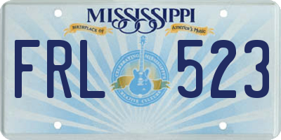 MS license plate FRL523