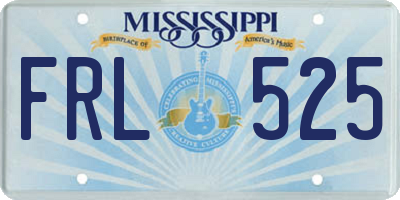 MS license plate FRL525