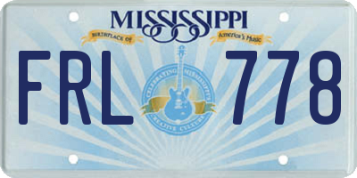 MS license plate FRL778