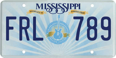 MS license plate FRL789