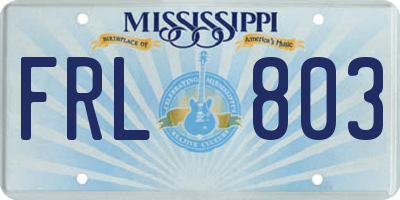 MS license plate FRL803
