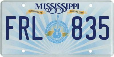 MS license plate FRL835