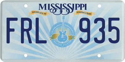 MS license plate FRL935