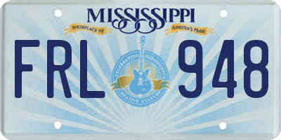MS license plate FRL948