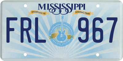 MS license plate FRL967