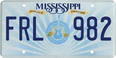 MS license plate FRL982