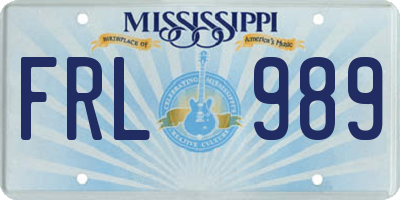 MS license plate FRL989