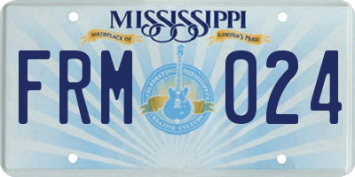 MS license plate FRM024