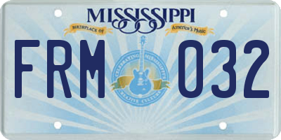 MS license plate FRM032