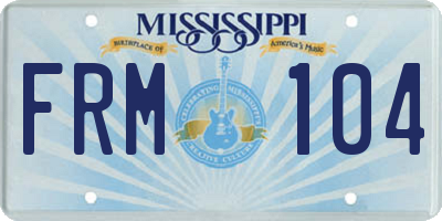 MS license plate FRM104