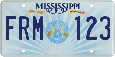 MS license plate FRM123