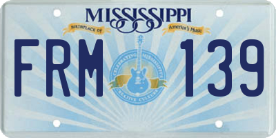 MS license plate FRM139