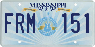 MS license plate FRM151