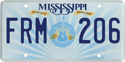 MS license plate FRM206