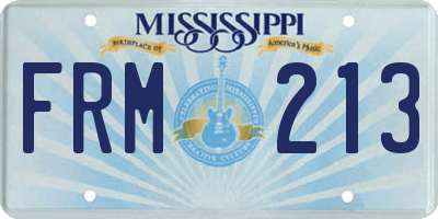 MS license plate FRM213