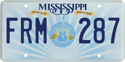 MS license plate FRM287