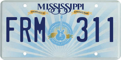 MS license plate FRM311