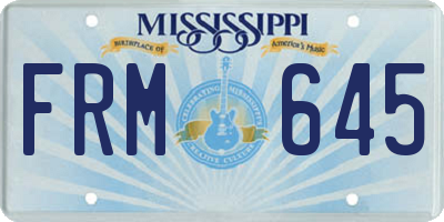MS license plate FRM645