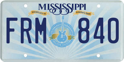 MS license plate FRM840