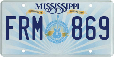 MS license plate FRM869