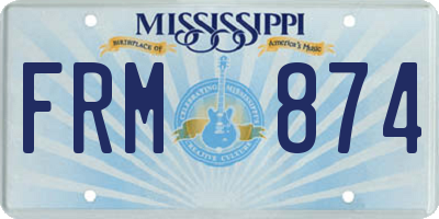 MS license plate FRM874