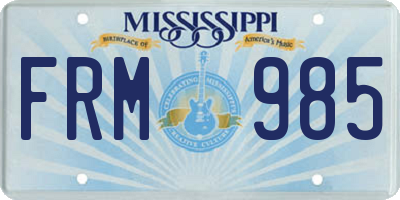MS license plate FRM985