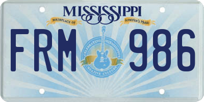MS license plate FRM986