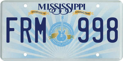 MS license plate FRM998