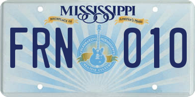MS license plate FRN010