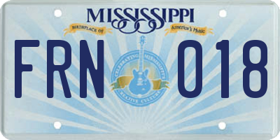 MS license plate FRN018