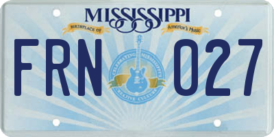 MS license plate FRN027