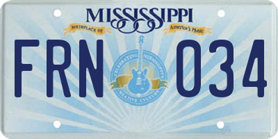 MS license plate FRN034