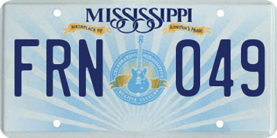 MS license plate FRN049