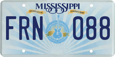 MS license plate FRN088