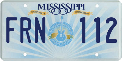 MS license plate FRN112