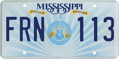 MS license plate FRN113