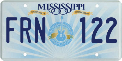 MS license plate FRN122