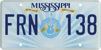 MS license plate FRN138