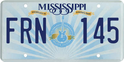 MS license plate FRN145